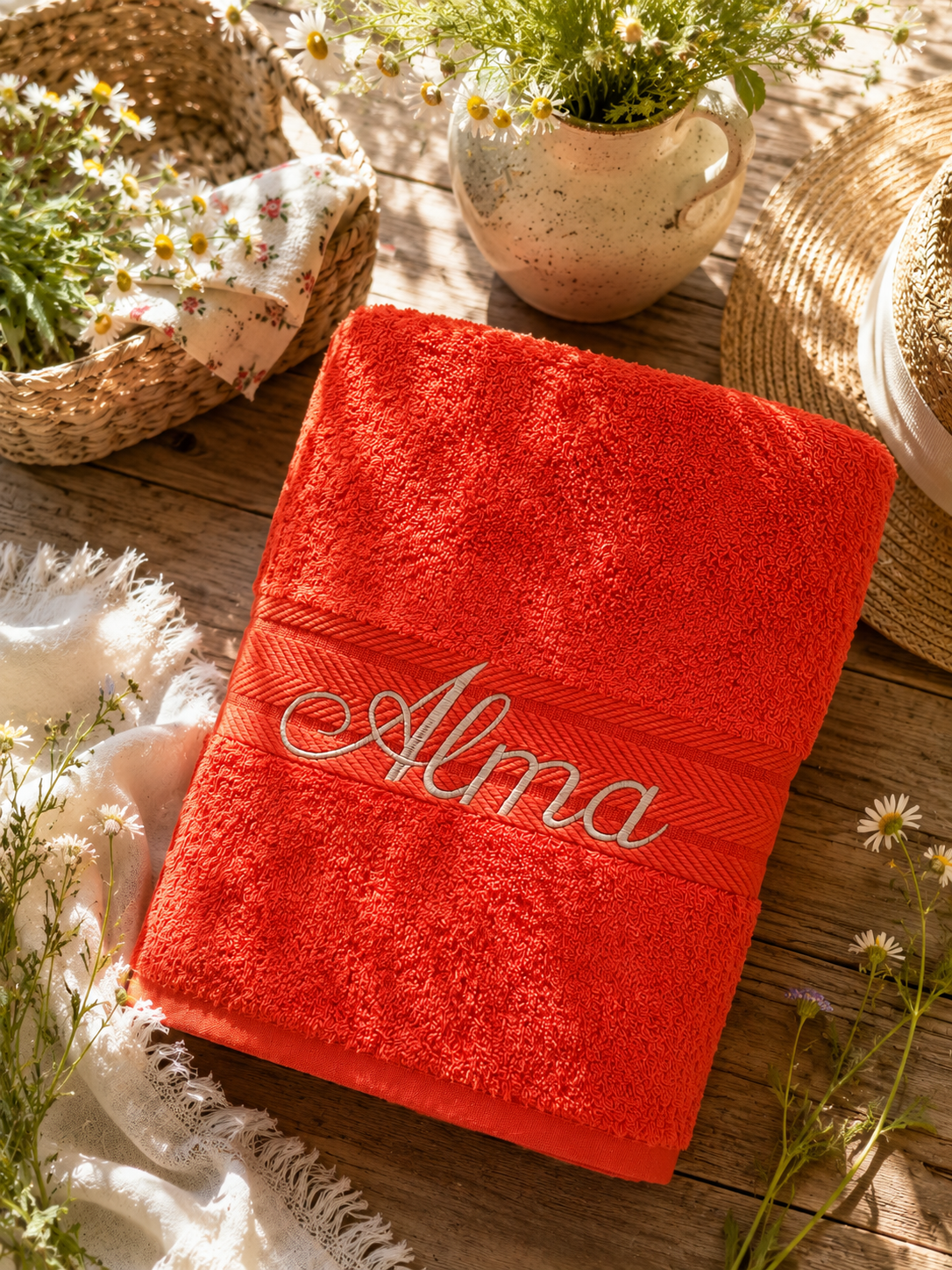 Drap de bain brodé au prénom
